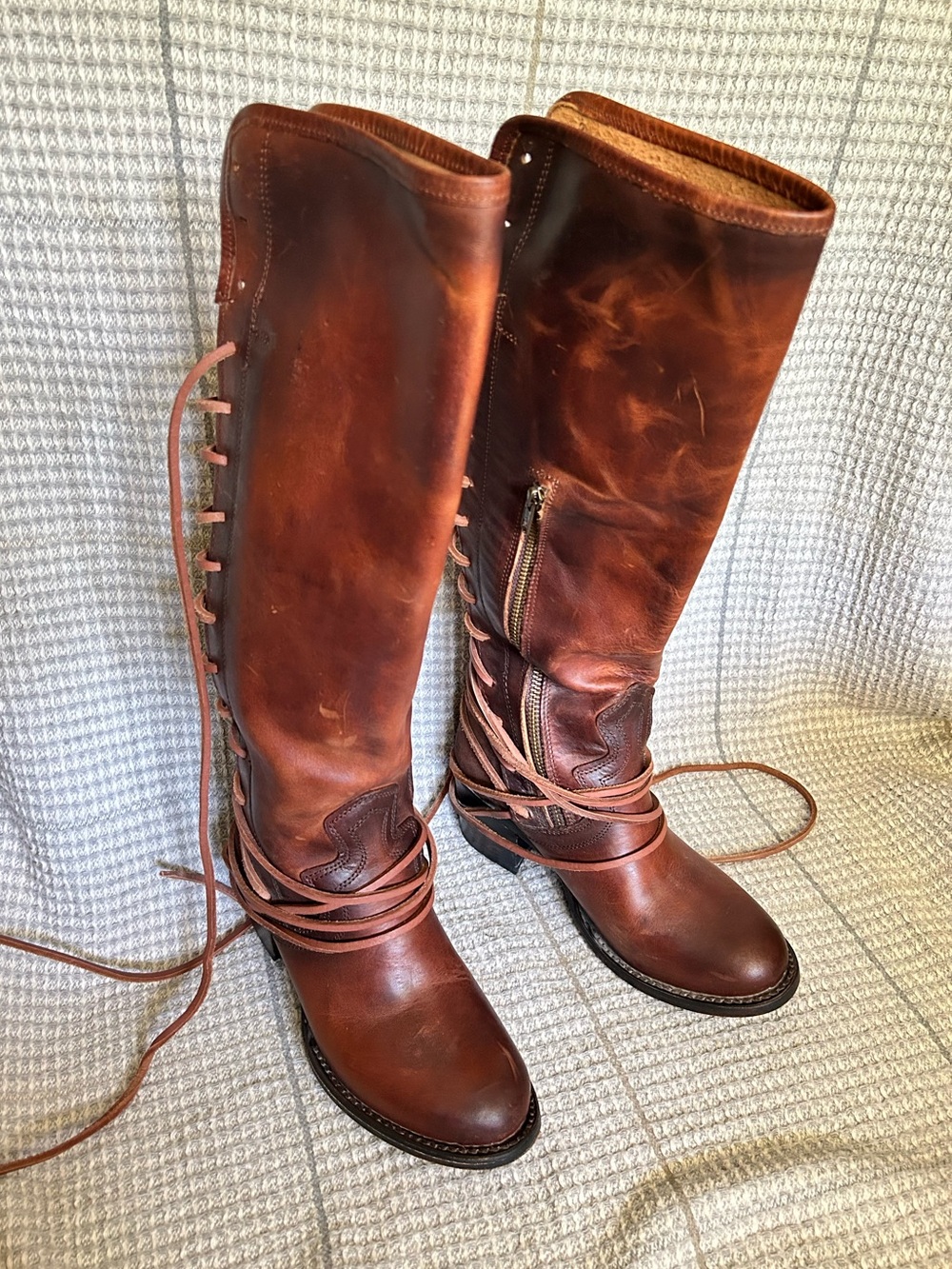 Freebird by Steven Coal Handcrafted Brown Leather Knee-High Boots Size 6